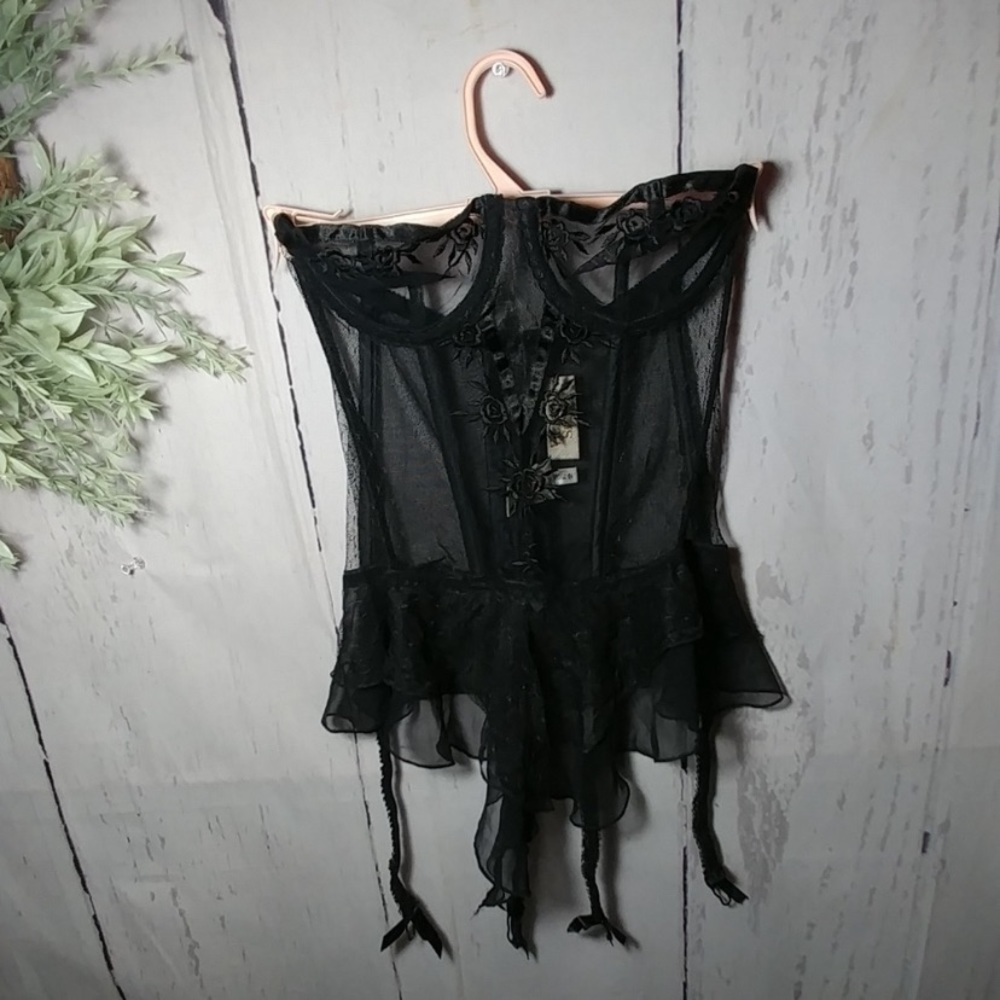 Victoria's secret lace gold label bustier corset teddy 34B